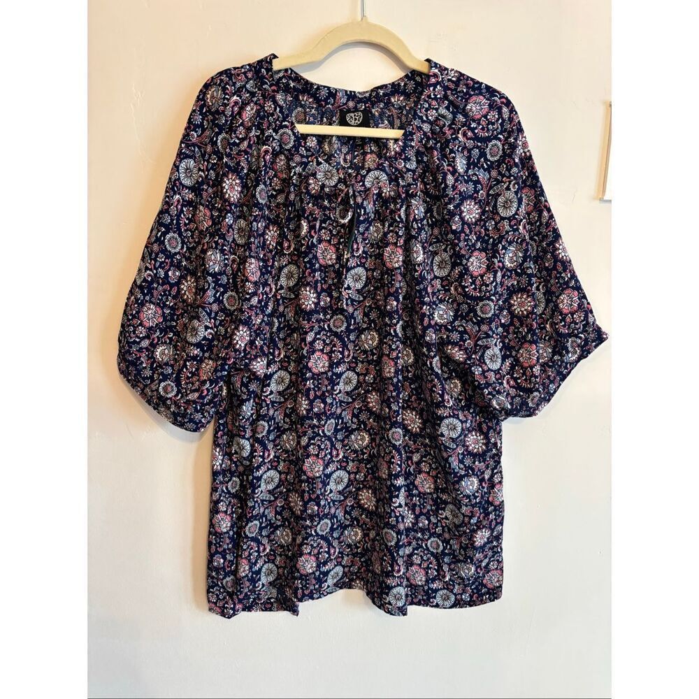 Bobaeu Paisley NWT Ballon Sleeve Women Shirt SZ 2X - Picture 2 of 6